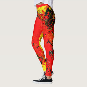 Abstrakte Red Yellow Black Shiny Girly Chic Mode Leggings