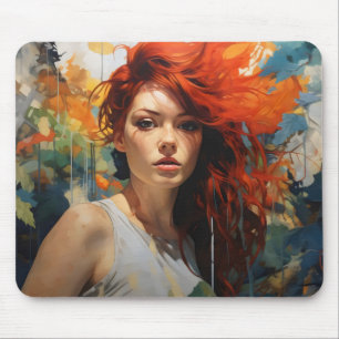 Abstrakte Redhead Girl Mousepad