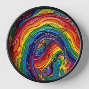 Abstrakte Regenbogen-Brücken-Mehrfarben-Kunstuhr Uhr