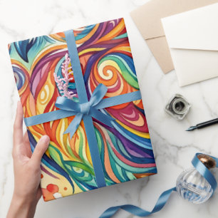 Abstrakte Regenbogen-Eule-Wasserfarbe-Wrap-Papier Geschenkpapier