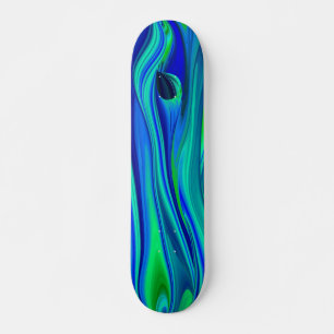 Abstrakte regenbogen in grün lila blau skateboard