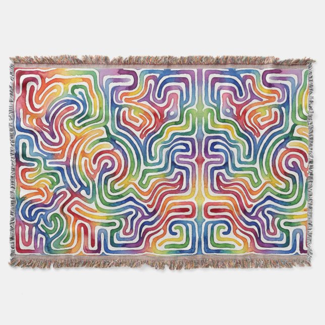 Abstrakte Regenbogen-Labyrinth-Decke Decke (Vorderseite)