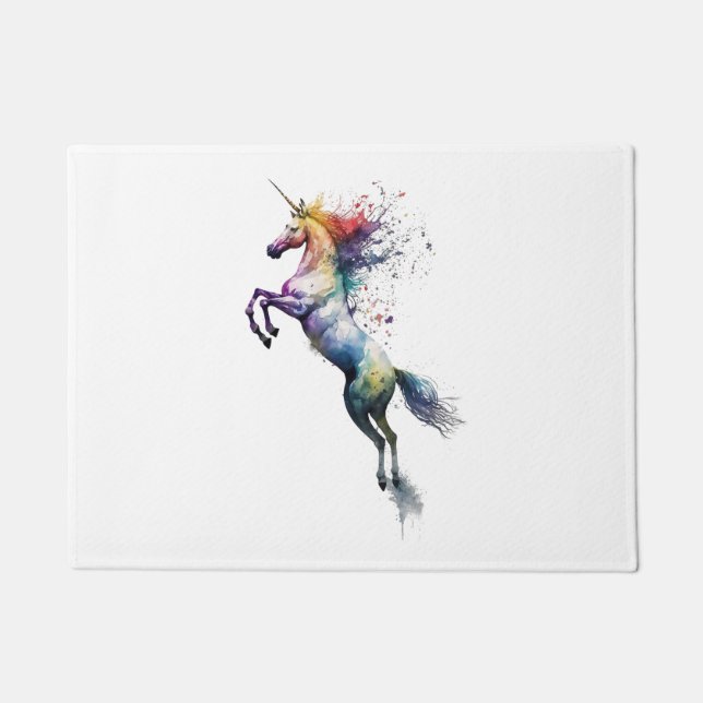 Abstrakte Regenbogenfarbe eines Einhorns Fußmatte (Vorderseite)