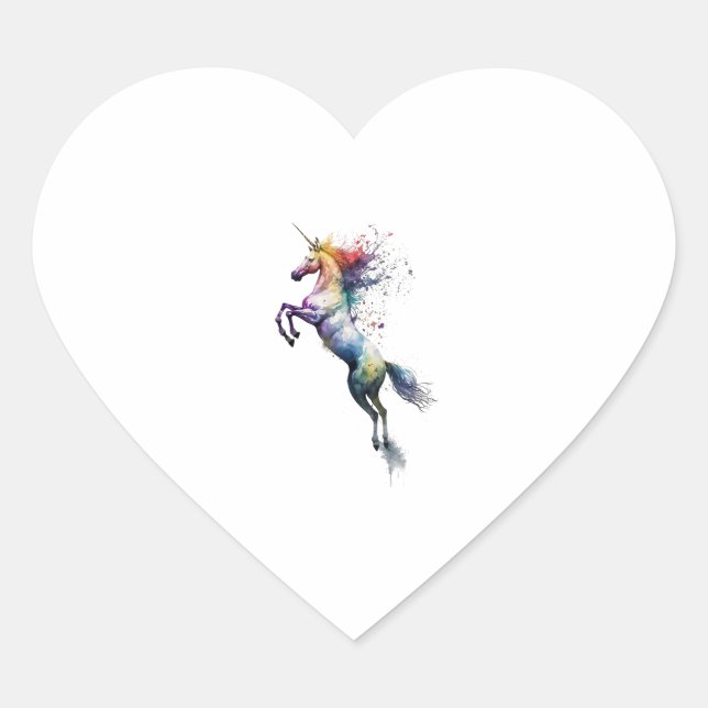 Abstrakte Regenbogenfarbe eines Einhorns Herz-Aufkleber (Vorderseite)