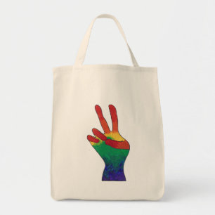 Abstrakte Regenbogenfriedenshandtaschen aus Leinwa Tragetasche