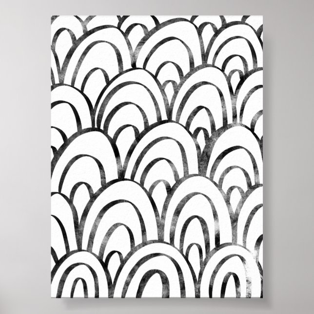 Abstrakte Regenbogenwand Schwarz-Weiß-Boho Kunst Poster (Vorne)