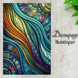 Abstrakte Regenbogenwellen farbenfrohe Decoupage Seidenpapier