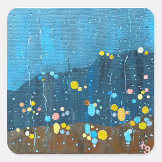 Abstrakte Regenschmerzen Quadratischer Aufkleber