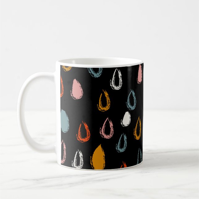Abstrakte Regentropfen, Stammesdoodle. Kaffeetasse (Links)