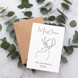 Abstrakte Rentiere Feiertagskarte<br><div class="desc">Weißer Hintergrund und ein abstrakter,  schwarzer Rentier. Personalisieren und fügen Sie einen Namen und ein Jahr. Text: Frohe Weihnachten. Roter Text auf der Vorderseite. Zurück: Fügen Sie Ihre Notiz und Ihre Namen hinzu.</div>