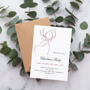 Abstrakte Rentiere in Rot-Weiß, modernes Party Einladung