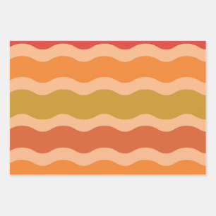 Abstrakte Retro-70er funky Wellen  Geschenkpapier Set