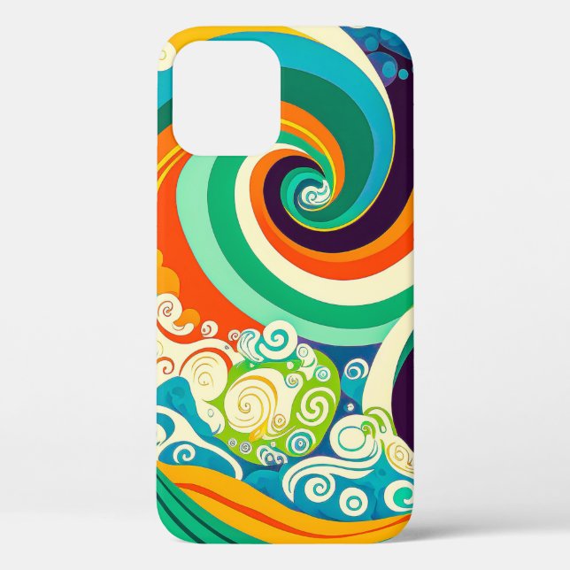 Abstrakte Retro 70er Hippie Waves Artwork | Case-Mate iPhone Hülle (Rückseite)