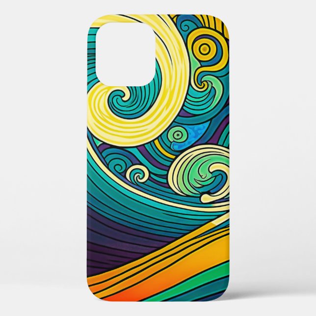 Abstrakte Retro 70er Hippie Waves Artwork | Case-Mate iPhone Hülle (Rückseite)