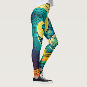 Abstrakte Retro 70er Hippie Waves Artwork Leggings