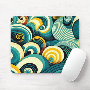 Abstrakte Retro 70er Hippie Waves Artwork   Mousepad