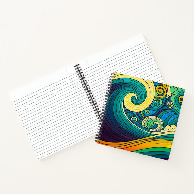 Abstrakte Retro 70er Hippie Waves Artwork | Notizbuch (Innenseite)