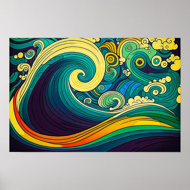 Abstrakte Retro 70er Hippie Waves Artwork | Poster (Vorne)