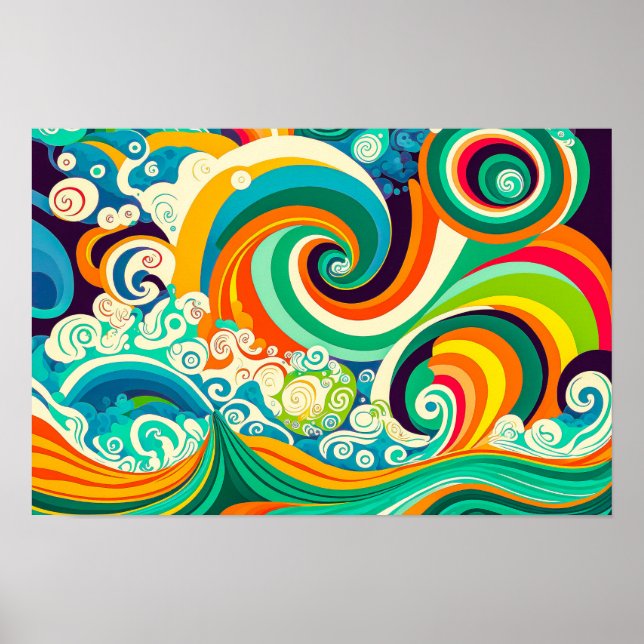 Abstrakte Retro 70er Hippie Waves Artwork | Poster (Vorne)