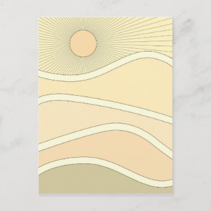 Abstrakte Retro-Berge Sonnenuntergang Postkarte