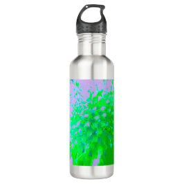 Abstrakte Retro-Blume in Lavendel und Kalkgrün Edelstahlflasche