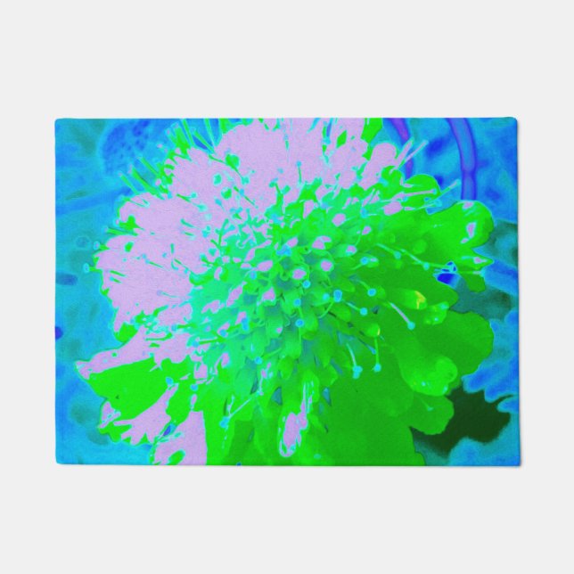 Abstrakte Retro-Blume in Lavendel und Kalkgrün Fußmatte (Vorderseite)