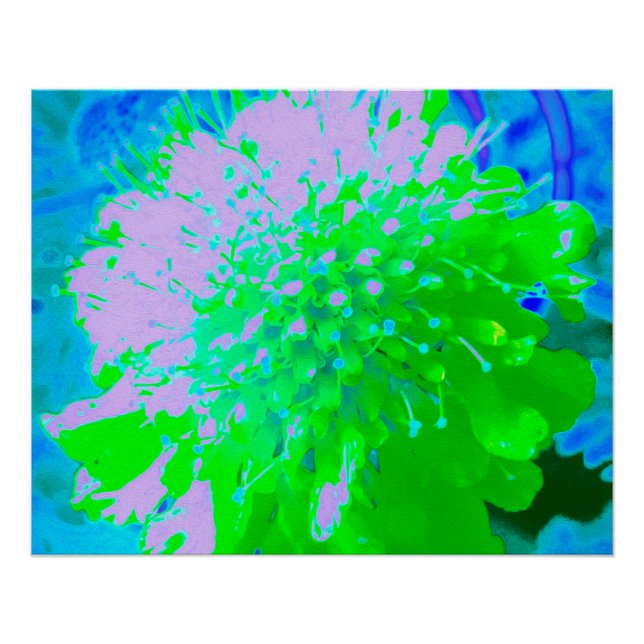 Abstrakte Retro-Blume in Lavendel und Kalkgrün Poster (Vorderseite)