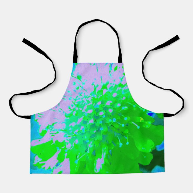 Abstrakte Retro-Blume in Lavendel und Kalkgrün Schürze (Vorderseite)