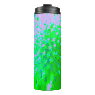 Abstrakte Retro-Blume in Lavendel und Kalkgrün Thermosbecher