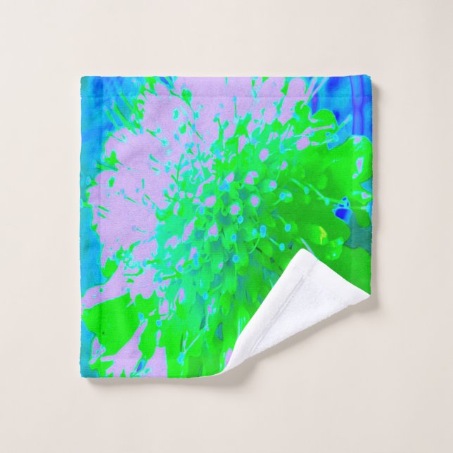 Abstrakte Retro-Blume in Lavendel und Kalkgrün Waschlappen (Waschlappen)
