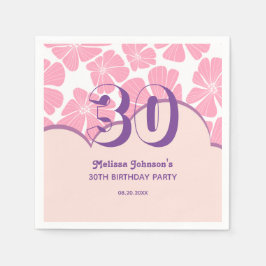 Abstrakte Retro-Carnation Pink Chamomile Geburtsta Serviette