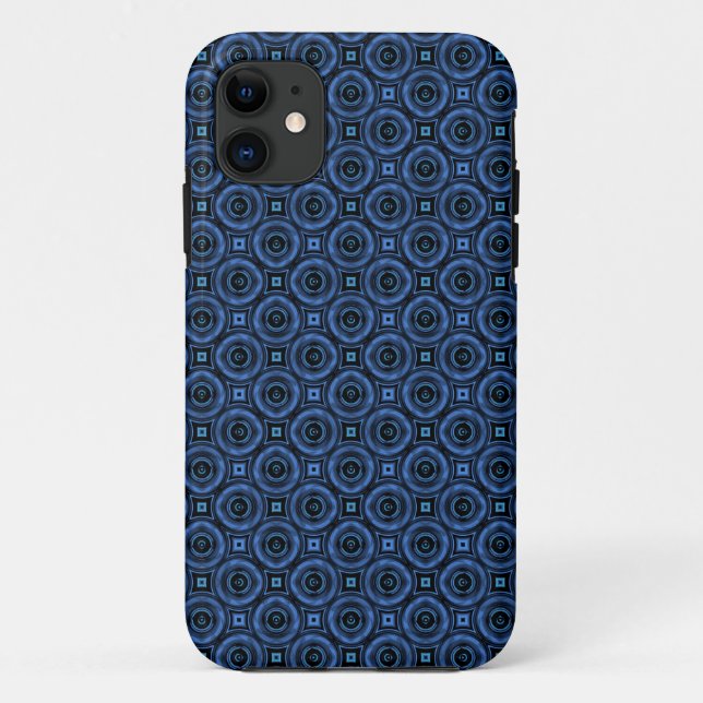 Abstrakte Retro Dunkle blaue Kreise Case-Mate iPhone Hülle (Rückseite)