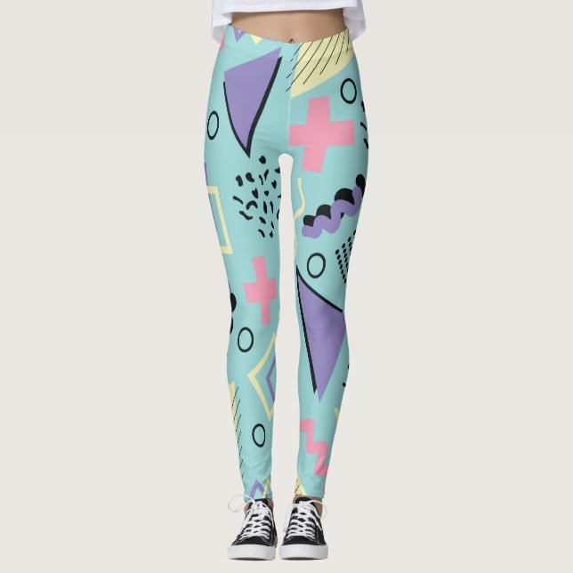 Abstrakte Retro-Formen Leggings (Vorderseite)