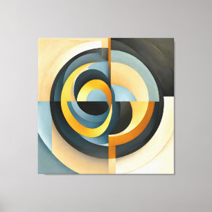 Abstrakte Retro-Geometrie in Kreisen und Rechtecke Leinwanddruck