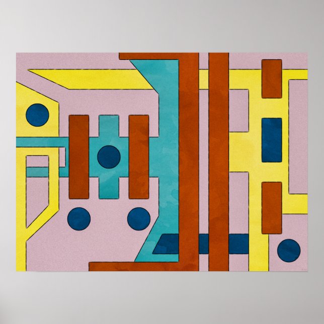 Abstrakte Retro Industrial Geometric Poster (Vorne)