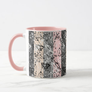 Abstrakte Retro kleine Blume Blumenzweig Blätter Tasse