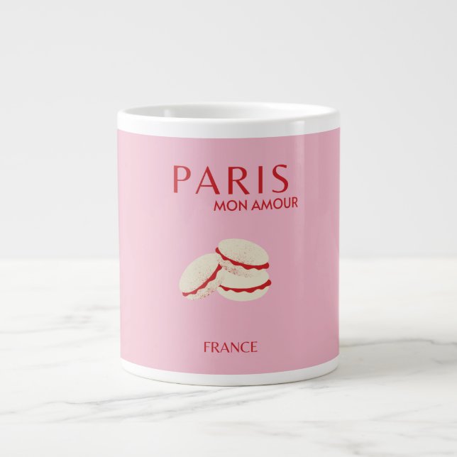 Abstrakte Retro Pastel Paris Pink an Pasta Travel Jumbo-Tasse (Vorderseite)