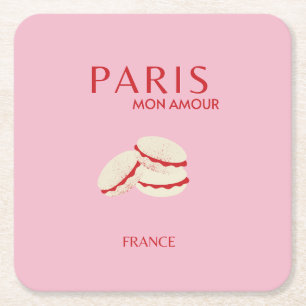 Abstrakte Retro Pastel Paris Pink an Pasta Travel Rechteckiger Pappuntersetzer