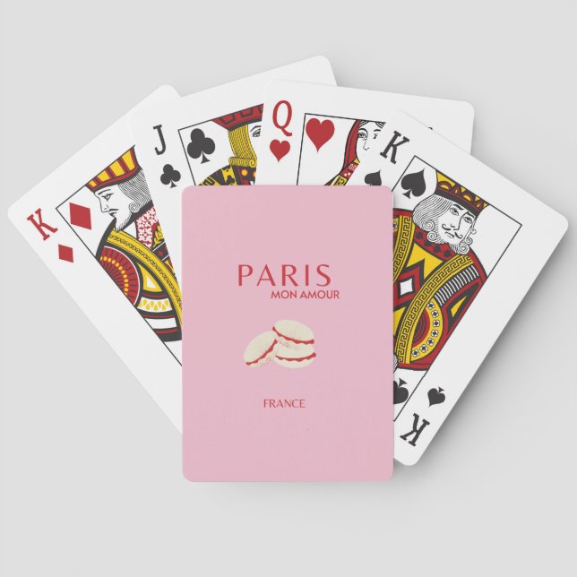 Abstrakte Retro Pastel Paris Pink an Pasta Travel Spielkarten (Rückseite)