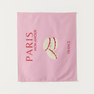 Abstrakte Retro Pastel Paris Pink an Pasta Travel Wandteppich