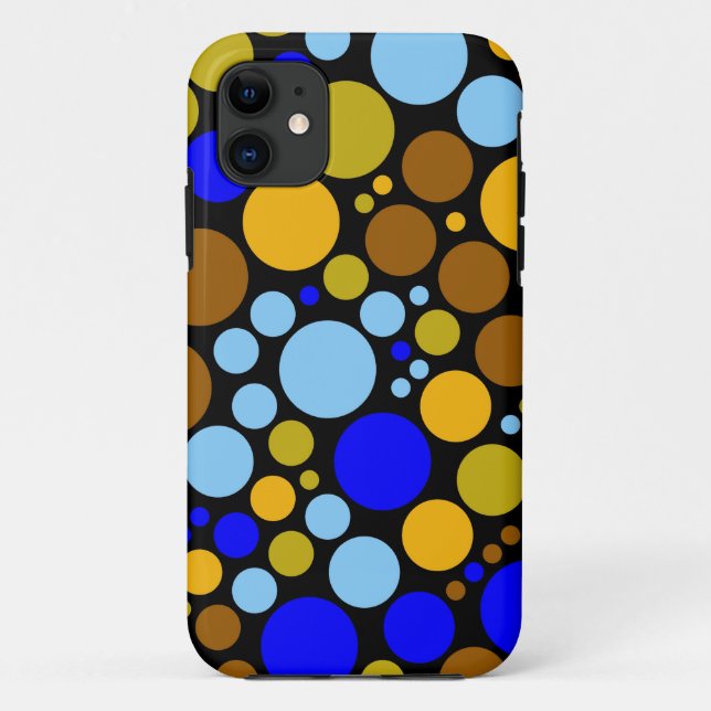Abstrakte Retro Polka Dots | Yellow Blue Aqua Case-Mate iPhone Hülle (Rückseite)
