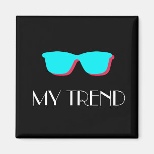 Abstrakte Retro-Pop-Art - Türkis & Rosa Brille Magnet