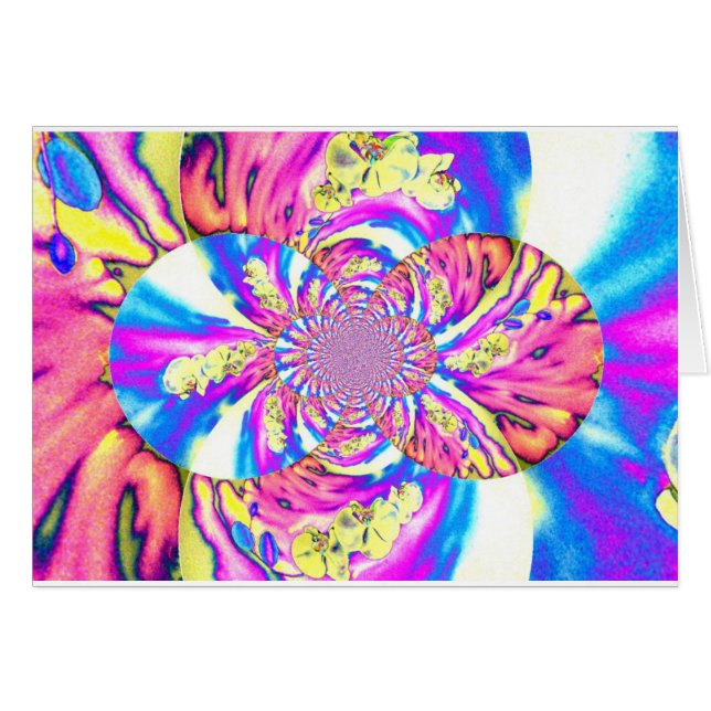Abstrakte Retro-Rosa Mandala Rosa Orchideen (Vorderseite (Horizontal))