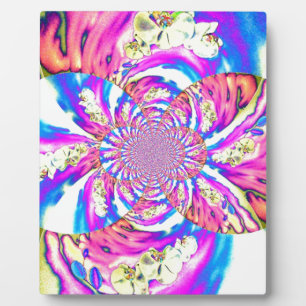Abstrakte Retro-Rosa Mandala Rosa Orchideen Fotoplatte