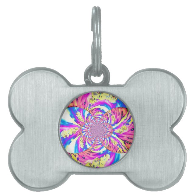 Abstrakte Retro-Rosa Mandala Rosa Orchideen Tiermarke (Vorderseite)