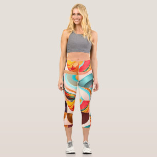 Abstrakte Retro-Sammlung Moderner Platz Capri Leggings