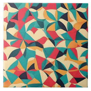 Abstrakte Retro-Style-Geometrie-Muster - Türkis, R Fliese