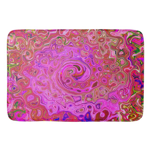 Abstrakte Retro-Swirbel in rosa Marmorfarben Badematte (Vorderseite)
