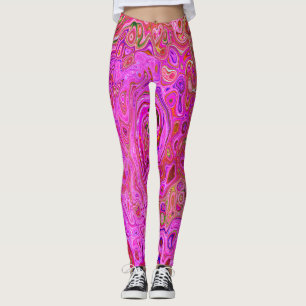 Abstrakte Retro-Swirbel in rosa Marmorfarben Leggings