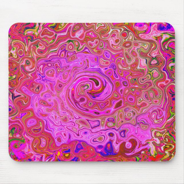 Abstrakte Retro-Swirbel in rosa Marmorfarben Mousepad (Vorne)